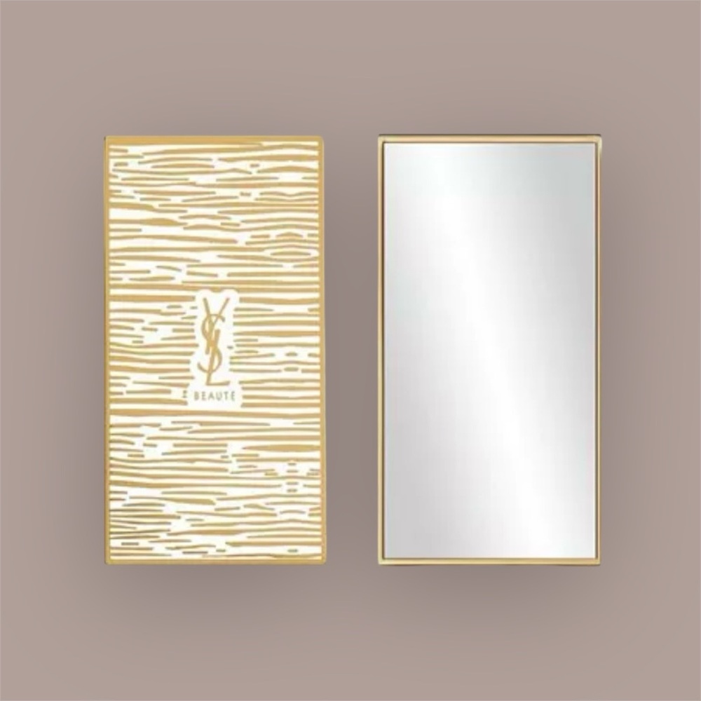 Gold-White YSL (Yves Saint Laurent) Beauty Cosmetic-Makeup Compact Mirror